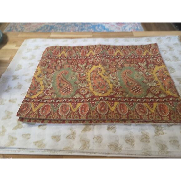 Pottery Barn Placemats Set 4 Brown Orange Fabric Paisley Autumn 🍂 - Picture 5 of 8